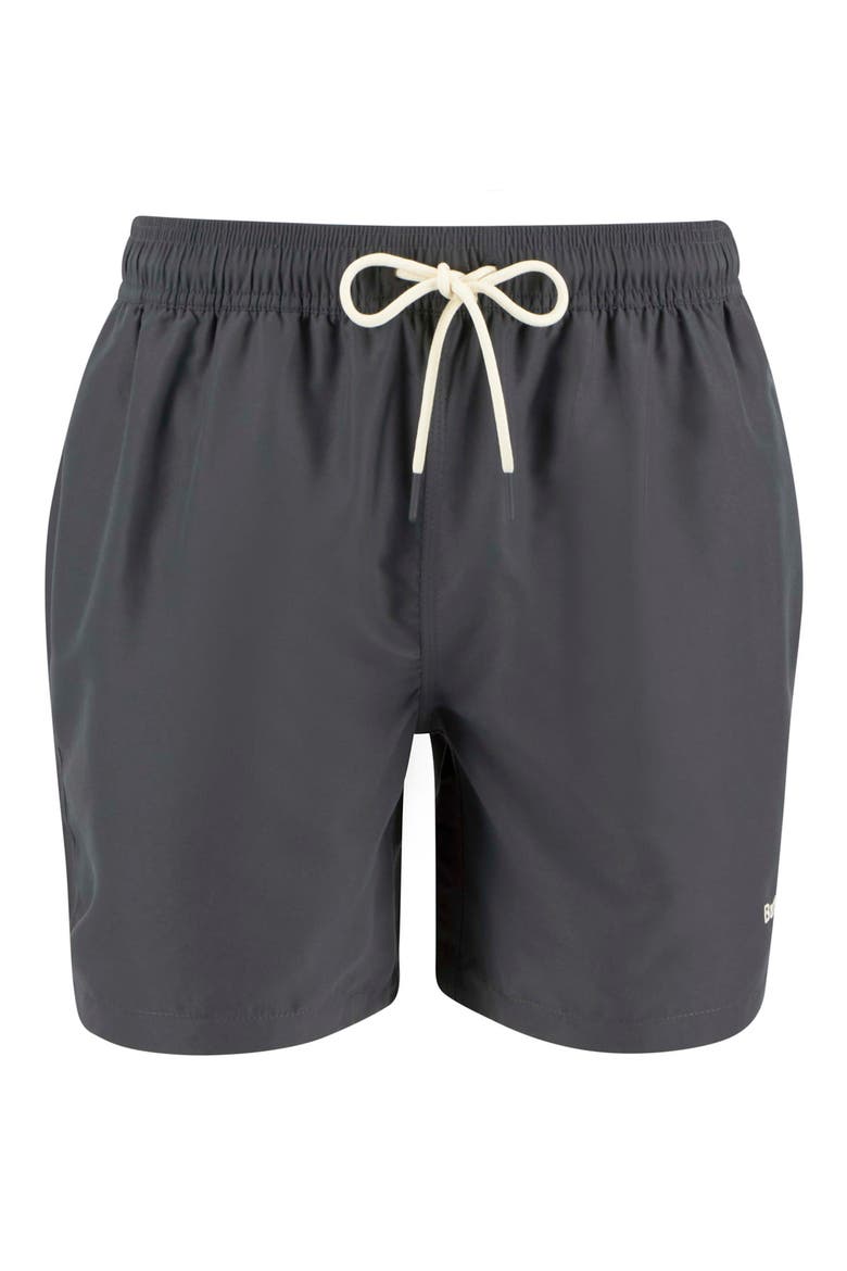 Water Reactive Leaf Print Swim Trunks, Alternate, color, ASPHALT