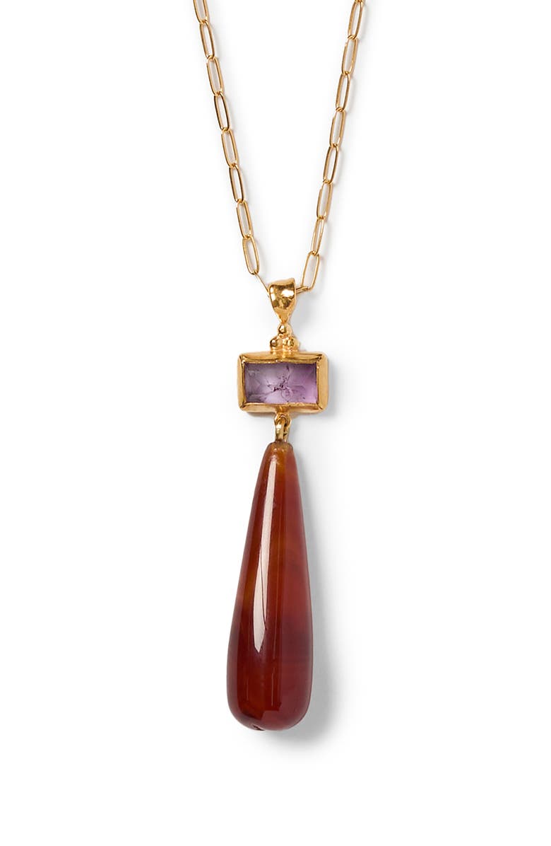 Chan Luu Messina Semiprecious Stone Pendant Necklace, Alternate, color, Red Agate