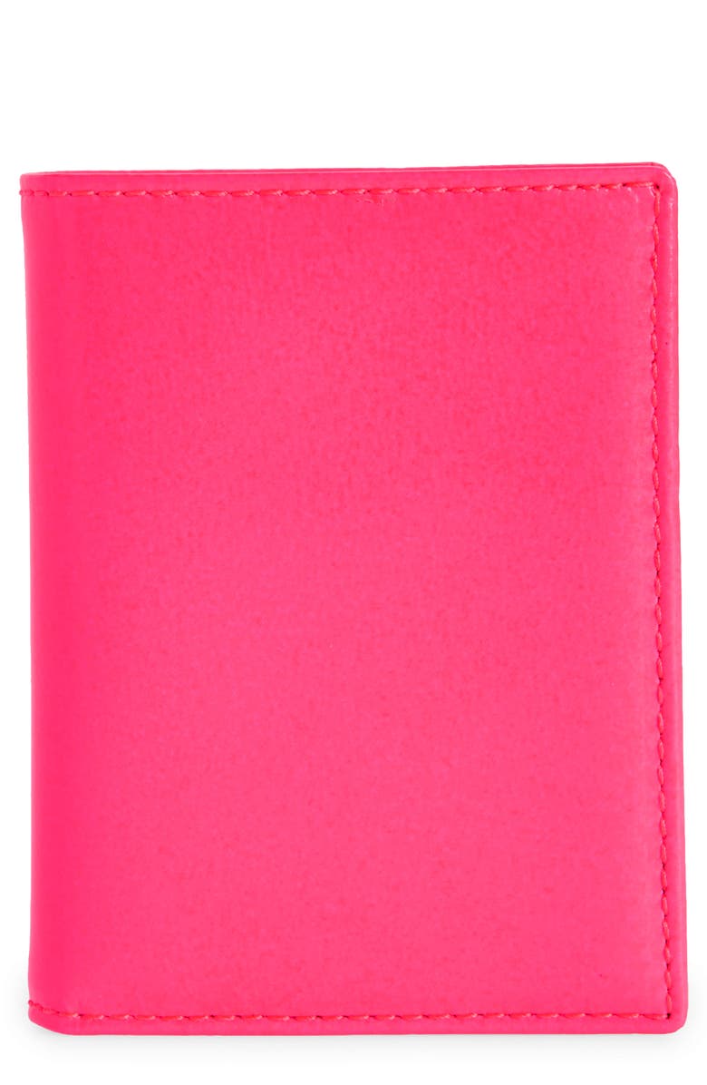 Comme des Garçons Wallets Super Fluorescent Leather Bifold Wallet, Main, color, Pink/ Yellow