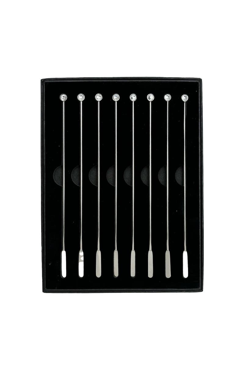 Prince of Scots Diamond Crystal Cocktail Stir Sticks, Main, color, Silver