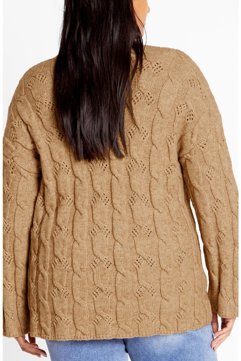 Iris Mock Neck Cable Knit Sweater, Alternate, color, SAND