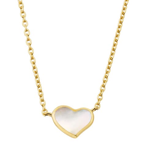 Single Heart 18" Necklace Set In Sterling Silver With 18K Gold Overlay