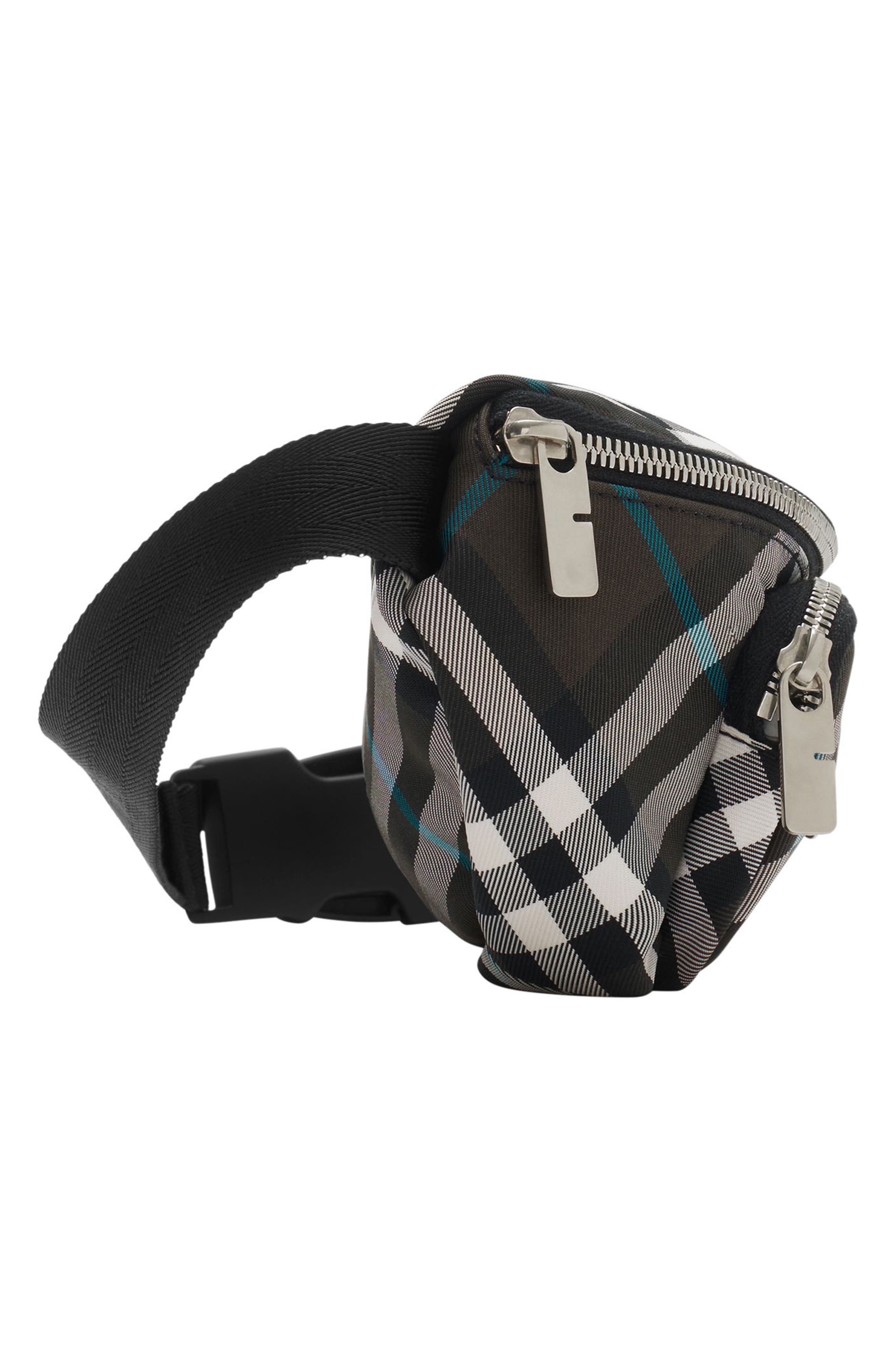 Burberry Small Check Equestrian Knight Belt Bag, Alternate, color, 