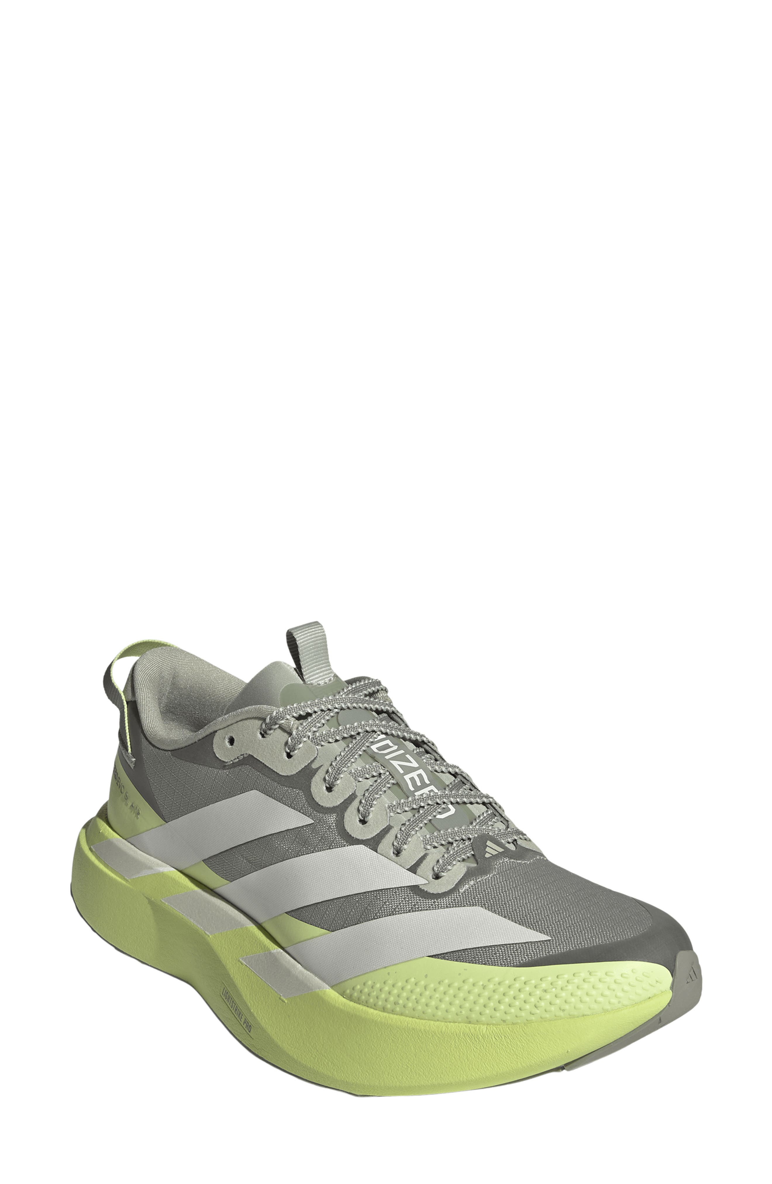 ADIZERO EVO SL ATR Running Shoe, Main, color, HALO GREEN/ZERO MET/ LEMON