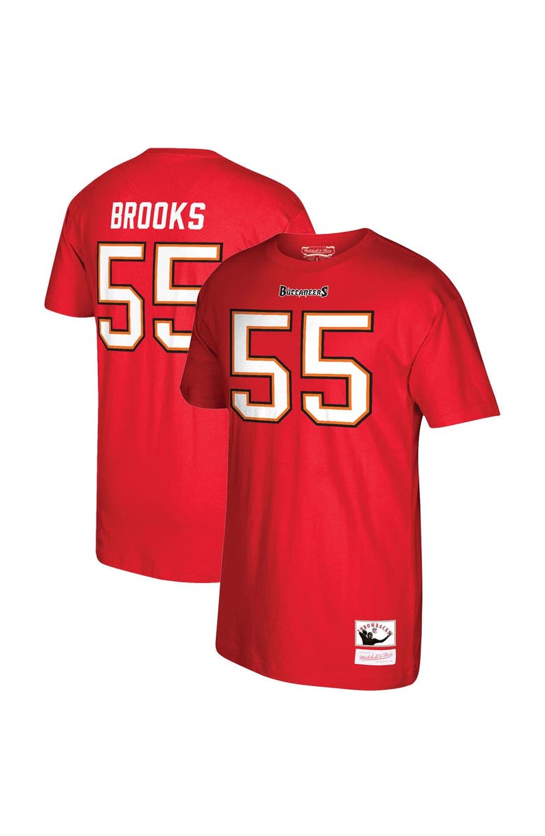 Mitchell & Ness Men's Mitchell & Ness Derrick Brooks Red Tampa Bay Buccaneers Retired Player Name and Number T-Shirt, Main, color, 