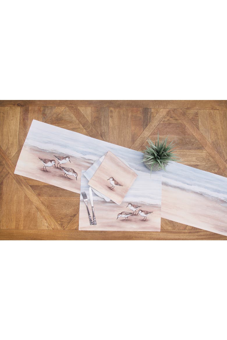 Sandpiper Coastal Shores Graphic Print Machine Washable Table Runner 14" x 72", Alternate, color, Brown