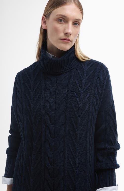 Barbour Beatrix Cable Stitch Long Sleeve Wool Blend Sweater Dress In Navy