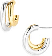 Shashi Two-Tone Double Hoop Earrings