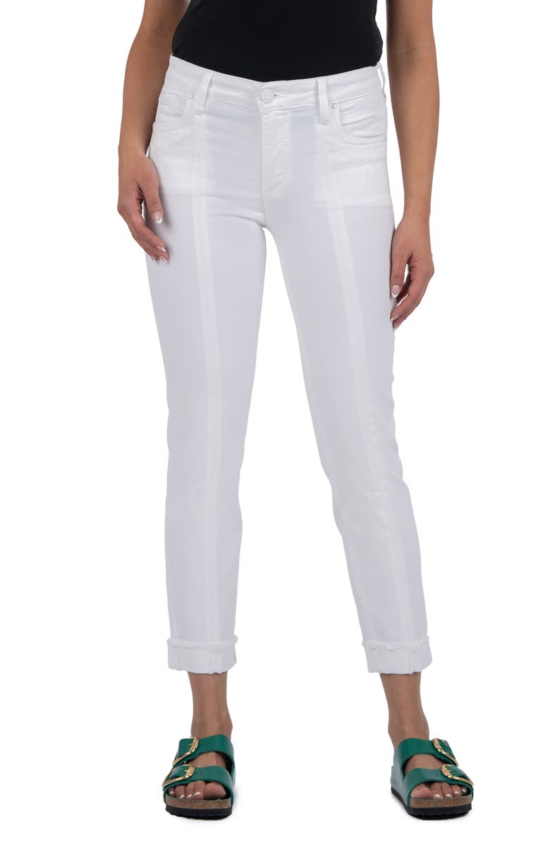KUT from the Kloth Amy Frayed Seamed Low Rise Crop Slim Straight Leg Jeans, Main, color,