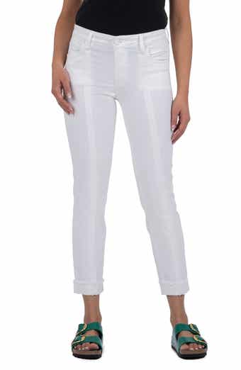 KUT from the Kloth Amy Frayed Seamed Low Rise Crop Slim Straight Leg Jeans
