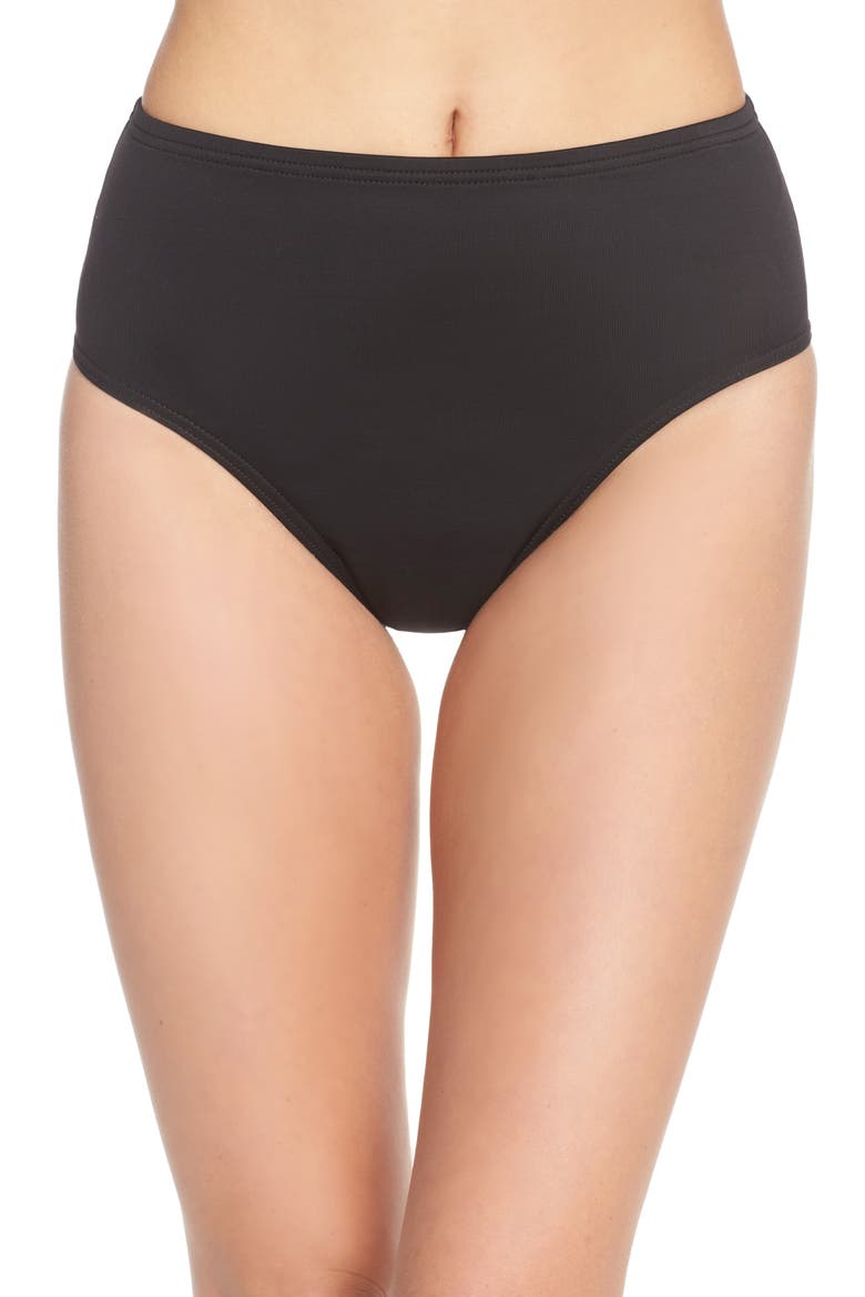 High Waist Swim Bottoms, Main, color, BLACK