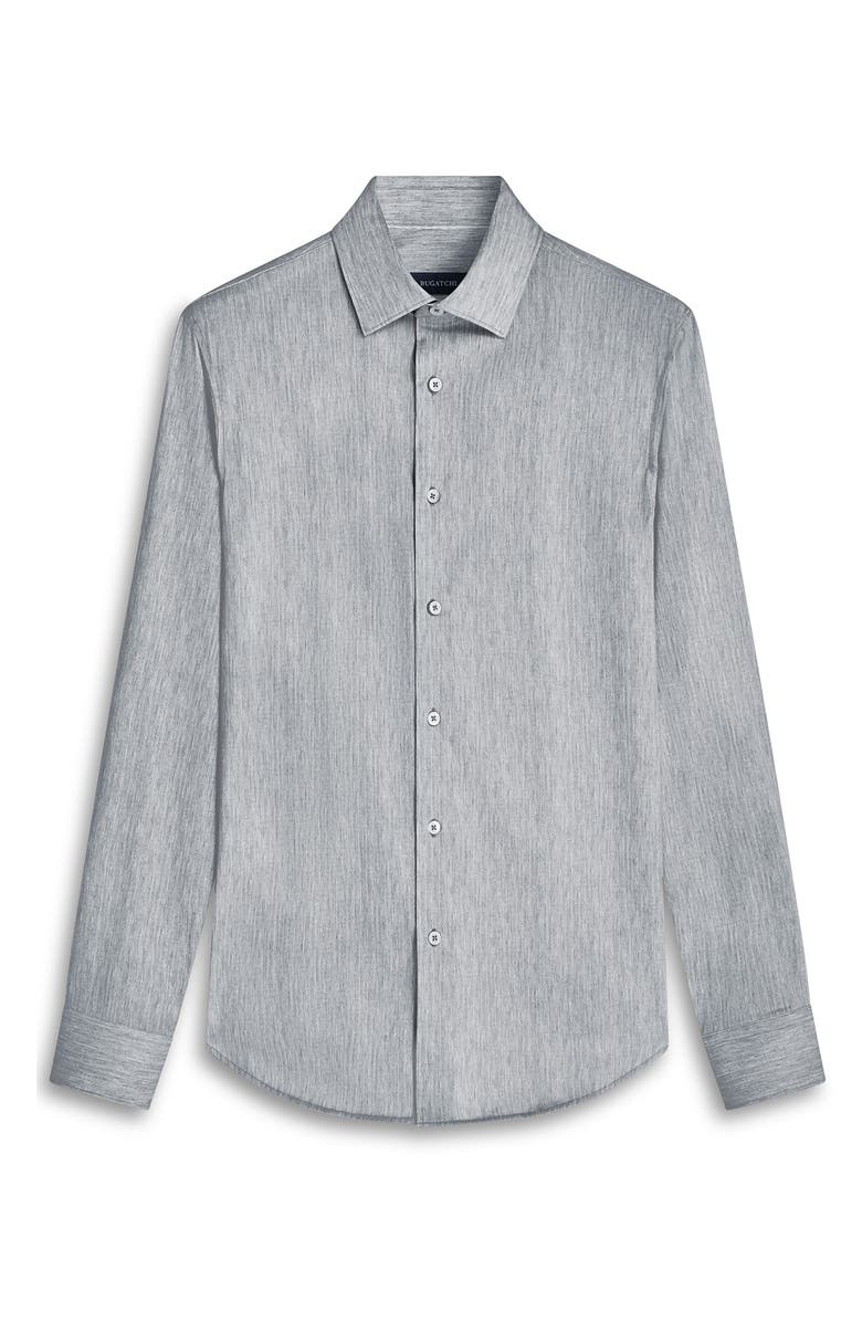 Bugatchi James OoohCotton<sup
®</sup
Chambray Print Button-Up Shirt, Alternate, color, Black