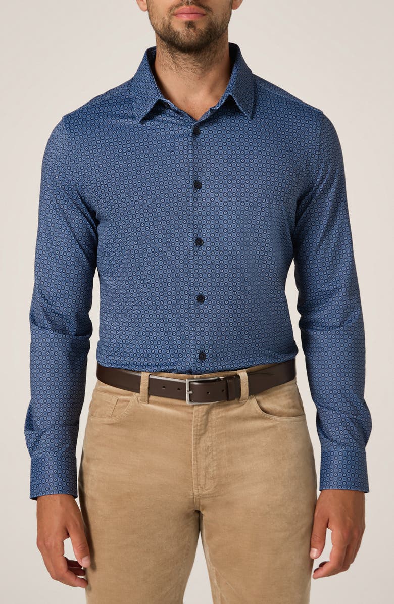 7 Diamonds Alba Wrinkle Resistant Performance Button-Up Shirt, Main, color, Navy