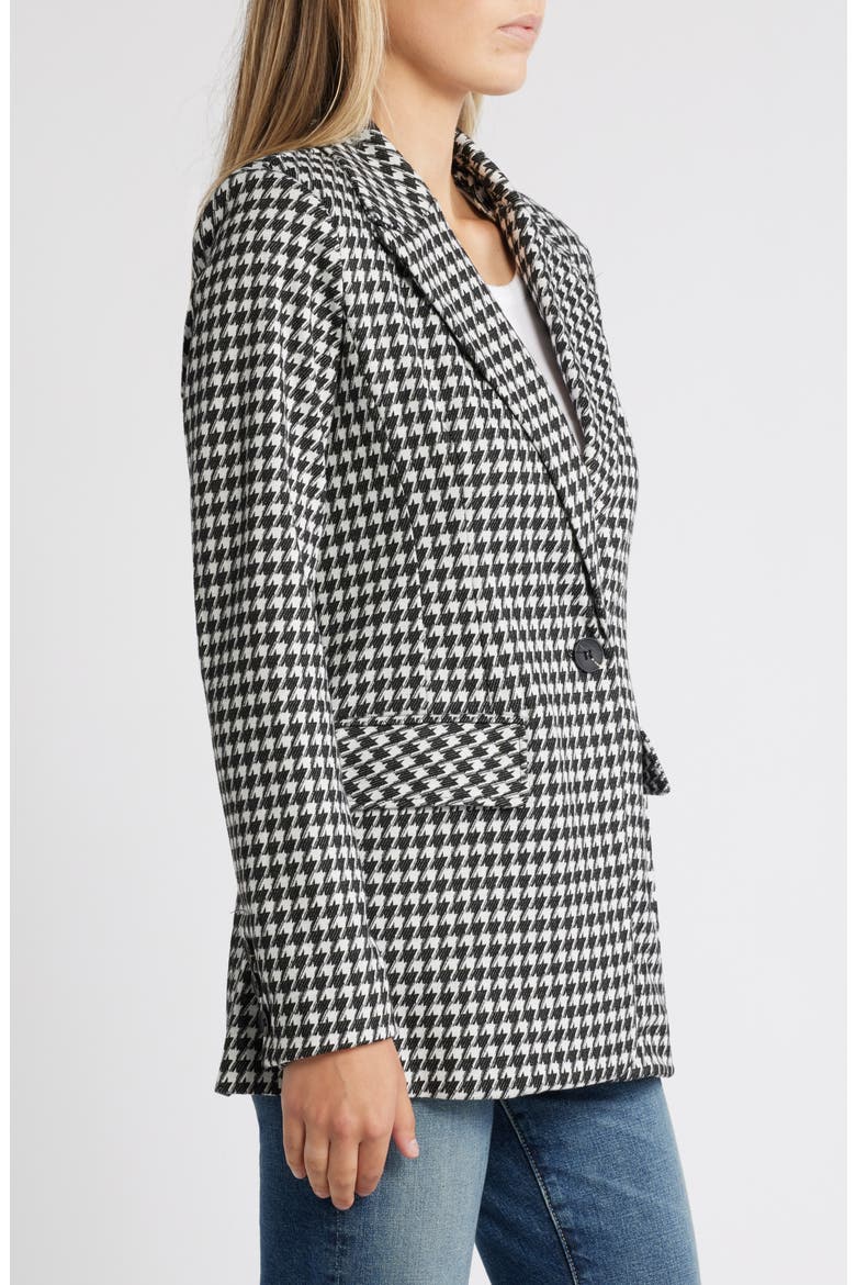 Tailored One-Button Blazer, Alternate, color, BLACK - WHITE HOUNDS