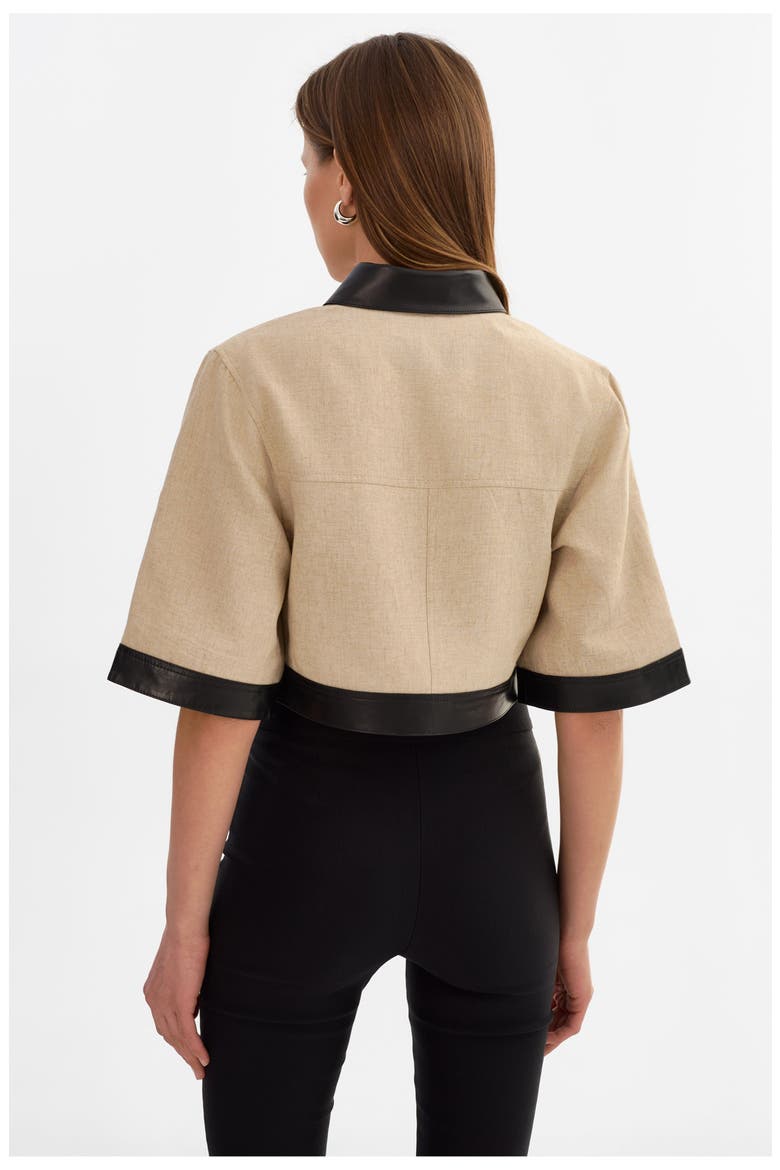 Caprice | Short Sleeve Jacket, Alternate, color, Black/Beige