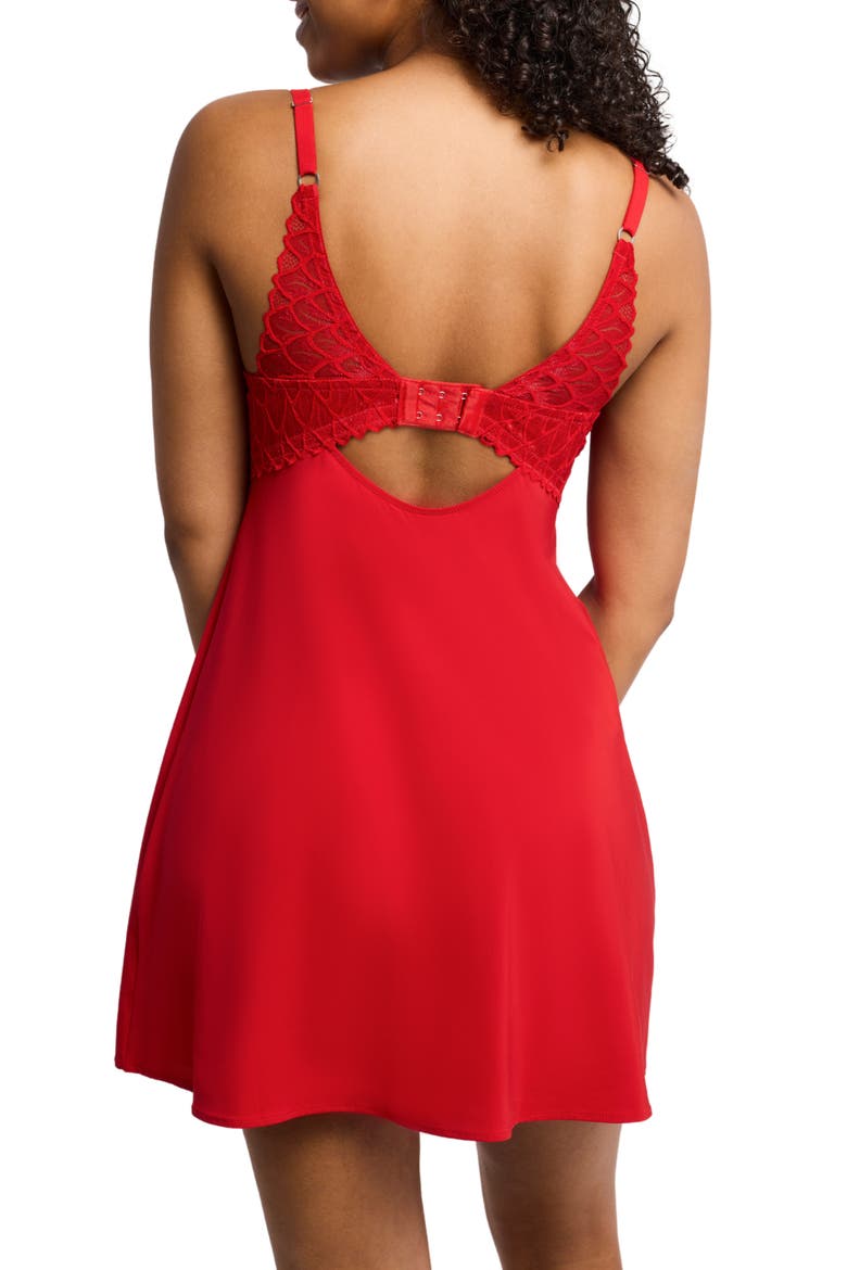 Lacey Underwire Babydoll Chemise, Alternate, color, SWEET RED