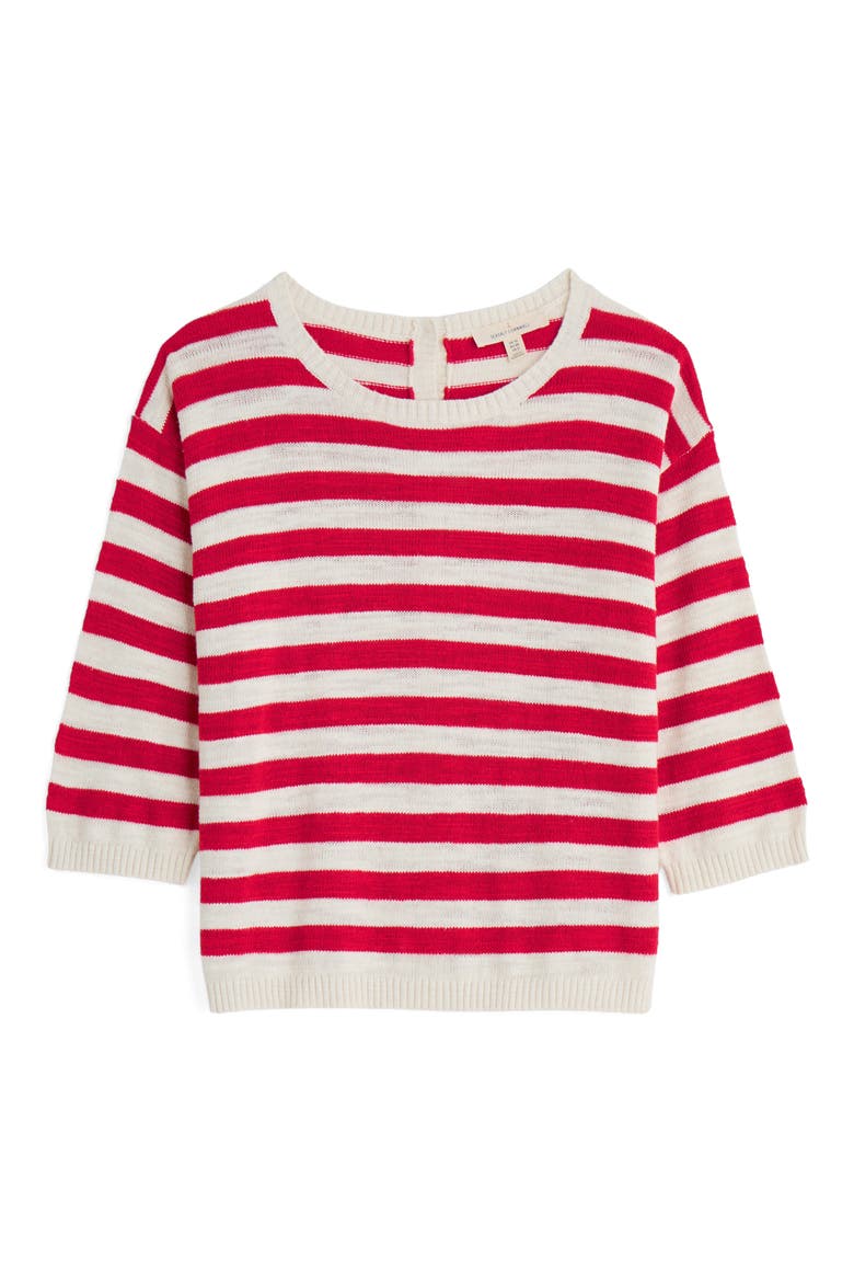 Knavock Stripe Organic Cotton & Linen Sweater, Alternate, color, KNIT CORNISH CHALK SCARLET