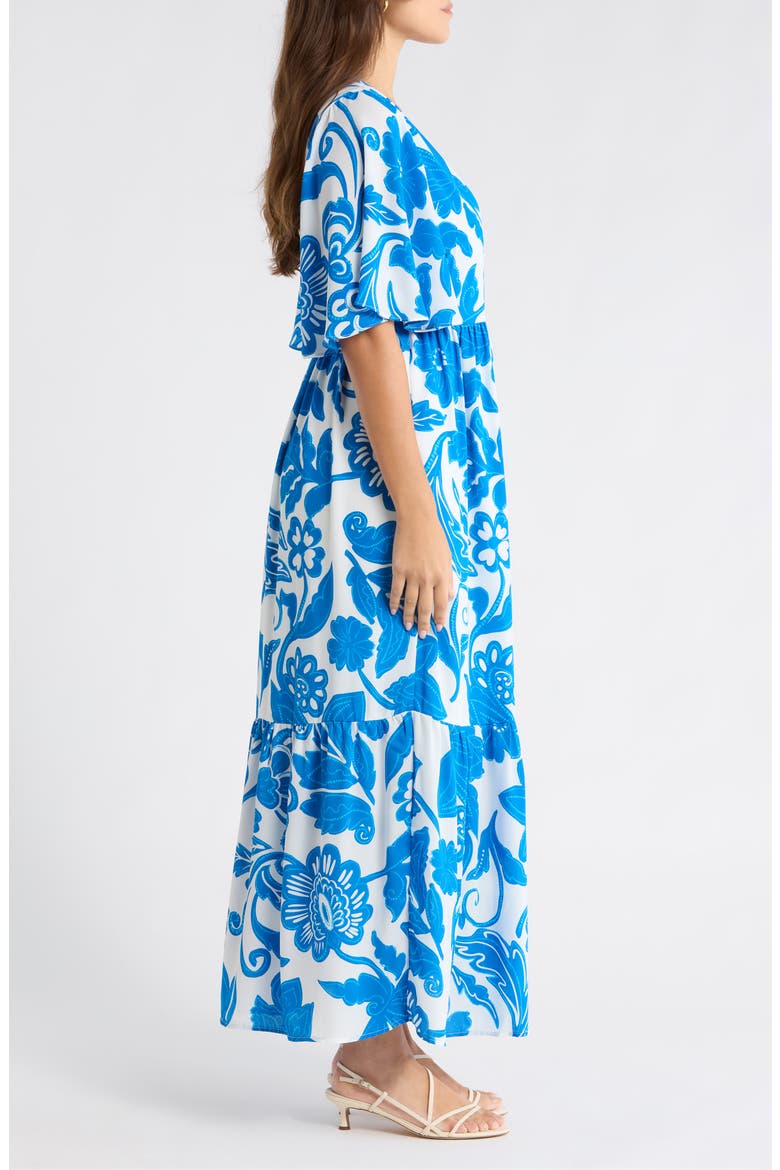 Maci Floral Lody Flare Maxi Dress, Alternate, color, WHITE-BLUE-MULTI