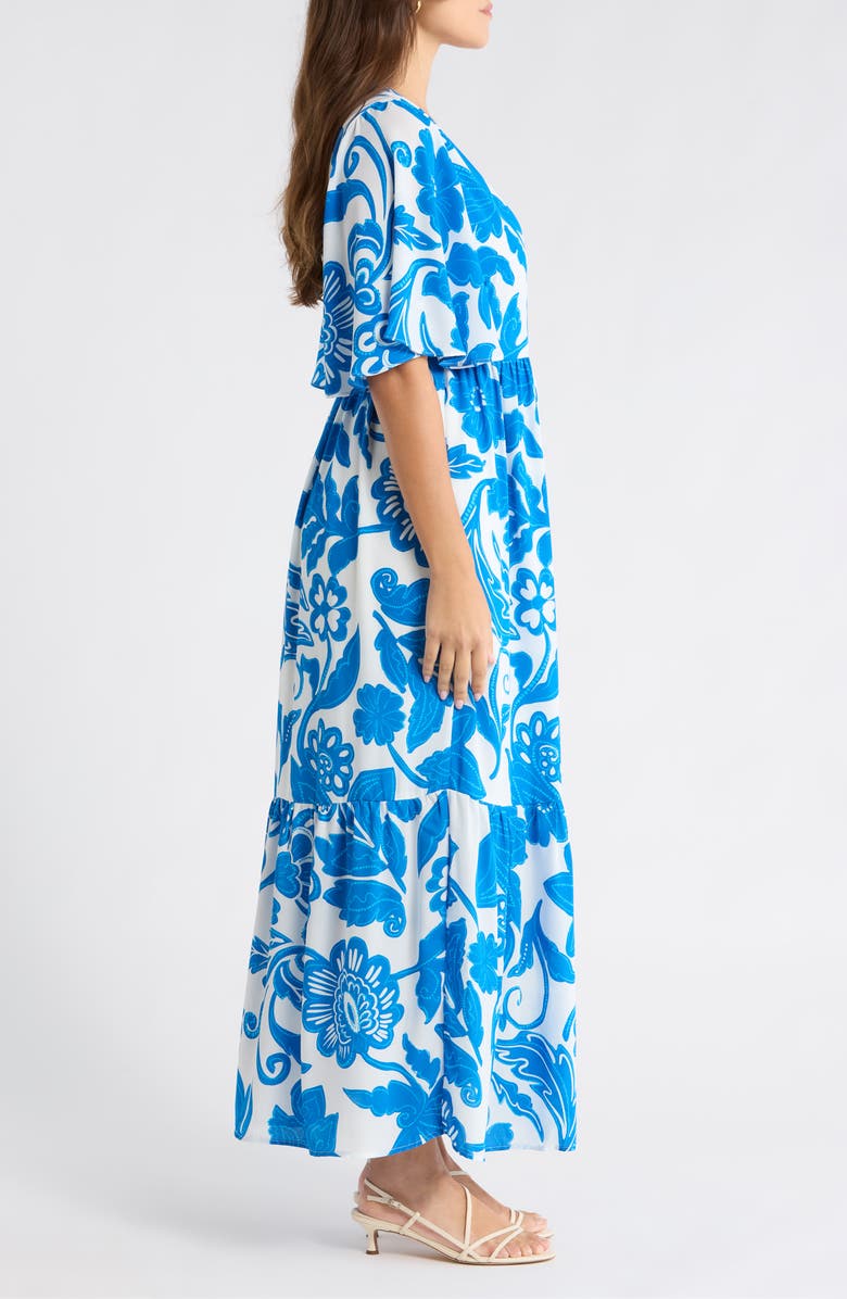 SUGARLIPS Maci Floral Lody Flare Minidress, Alternate, color, White-Blue-Multi