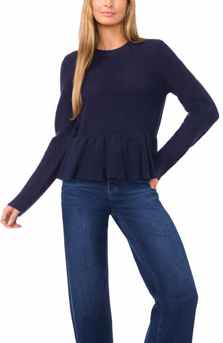 CeCe Rib Peplum Sweater