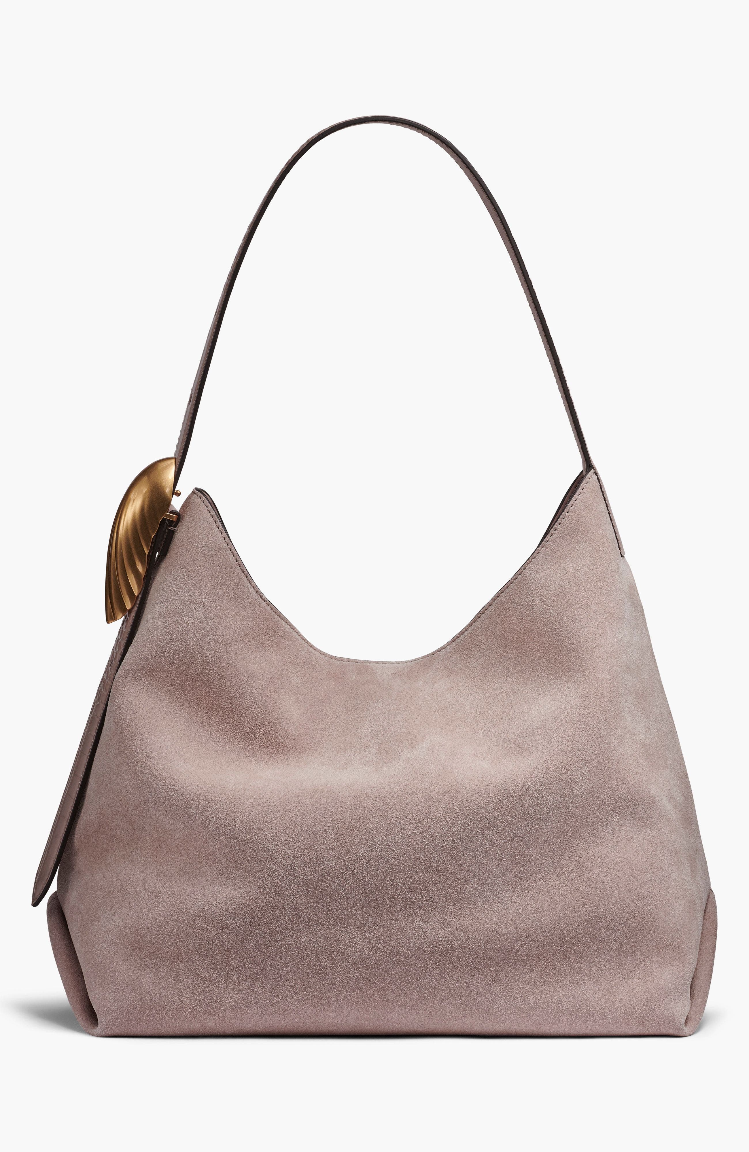 Donna Karan New York Georgette Suede Shoulder, Alternate, color, Shadow Grey