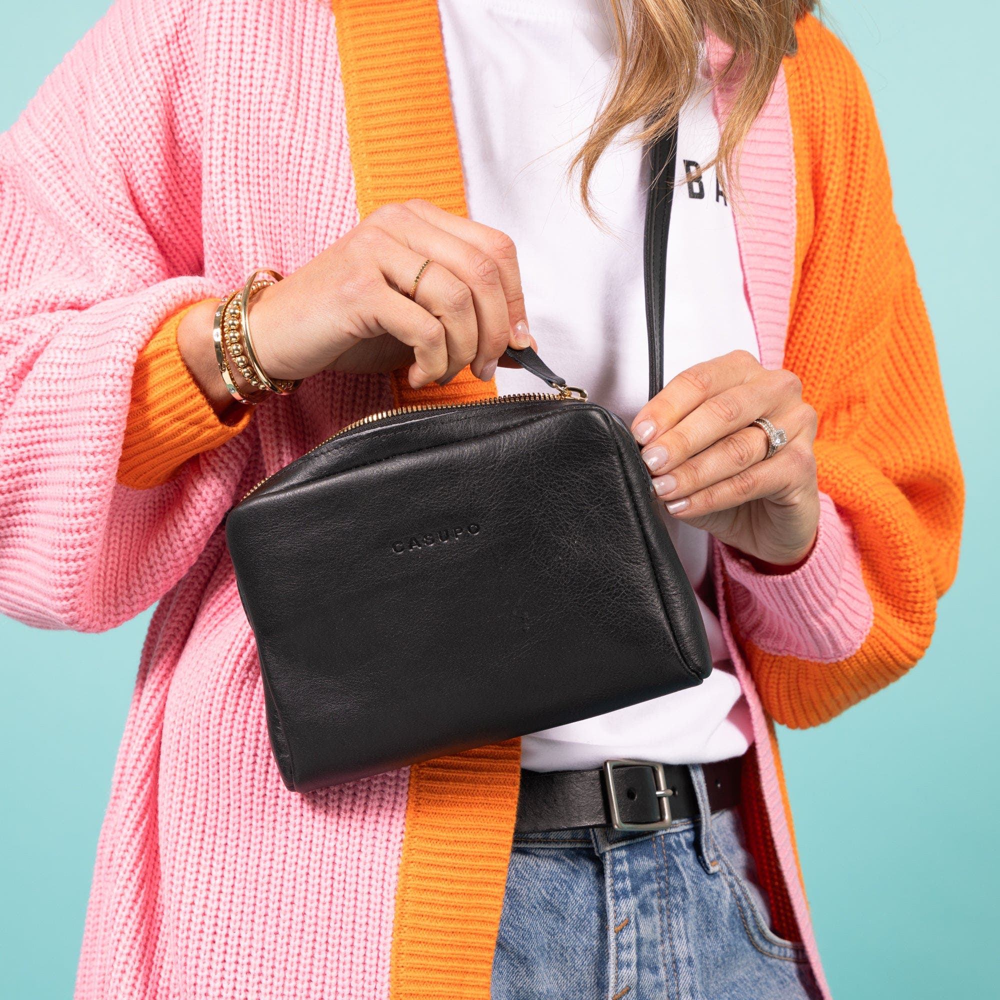 Casupo Leather Fanny Pack, Alternate, color, Black