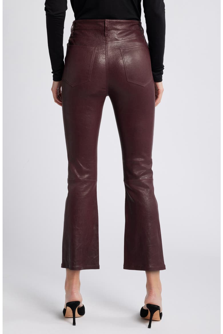 Le Crop Bootcut Leather Pants, Alternate, color, WINE
