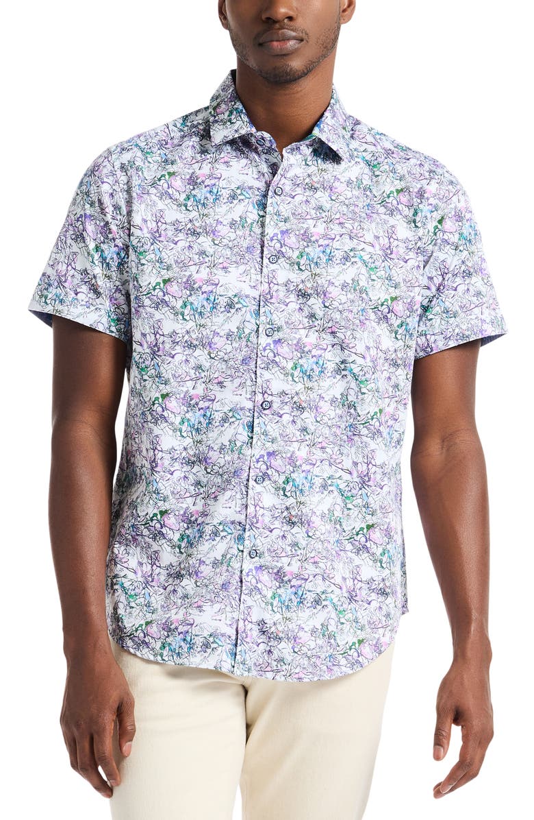 Robert Graham Crawford Short Sleeve Cotton Button-Up Shirt, Main, color, Multi