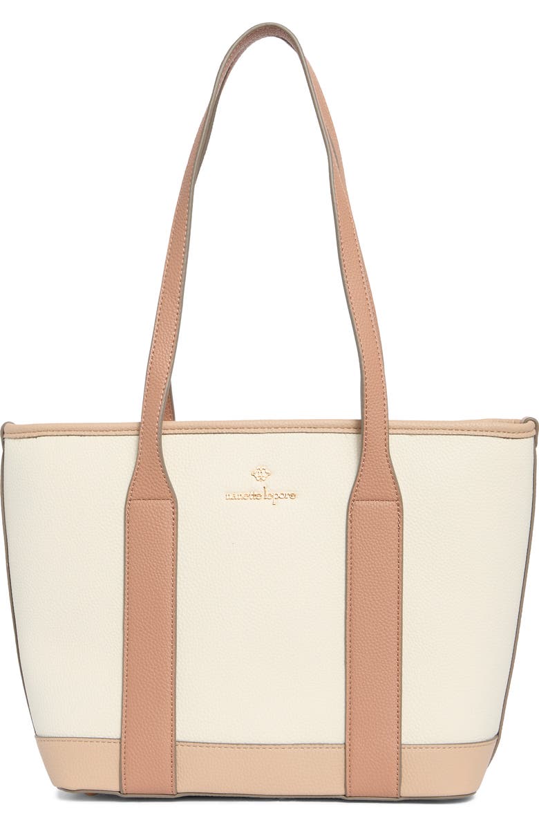 Nanette Lepore Sylas Tote with Wristlet Pouch, Main, color, Warm Taupe - Rice