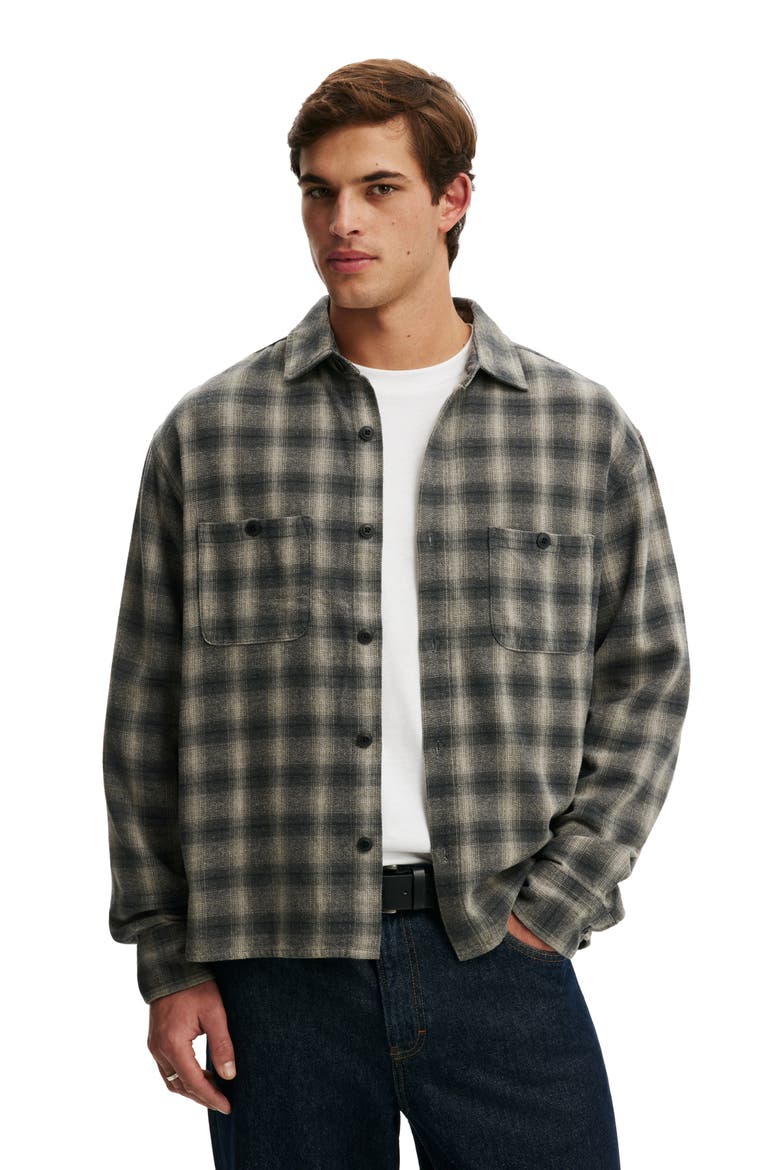 Men's Richmond Long Sleeve Shirt, Main, color, Charcoal Ombre Check