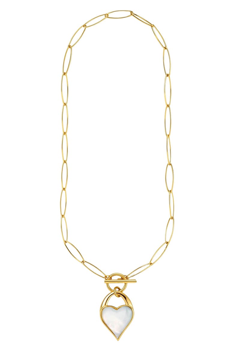 18k Gold Plate Double Sided Heart Pendant Necklace, Alternate, color, GOLD/ WHITE/ BLACK