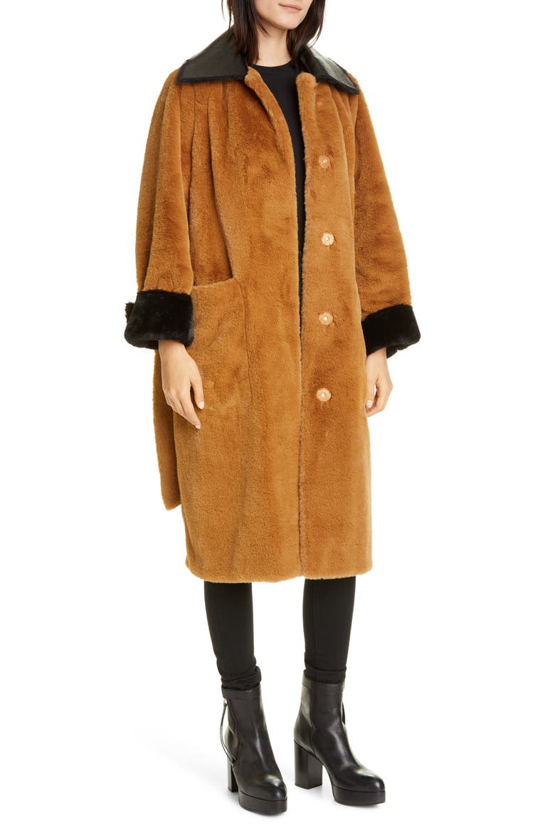 Pamella Velvety Faux Fur Coat, Main, color, LIGHTBROWN