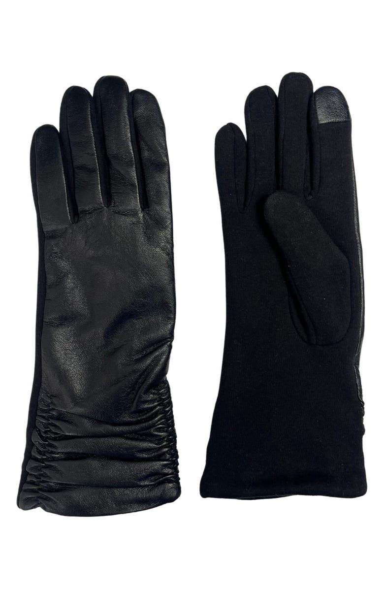 MARCUS ADLER Ruched Leather Gloves, Main, color, Black