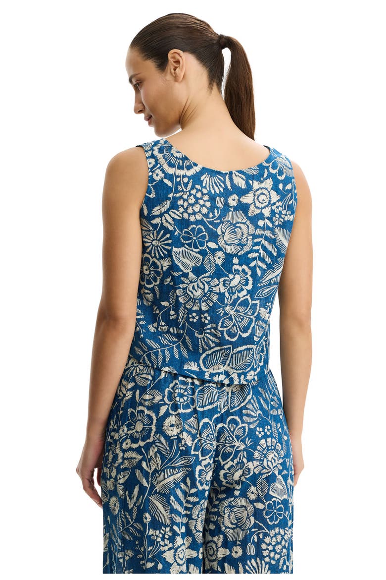 Garden Mist Linen High Neck Top Cover-Up, Alternate, color, Denim
