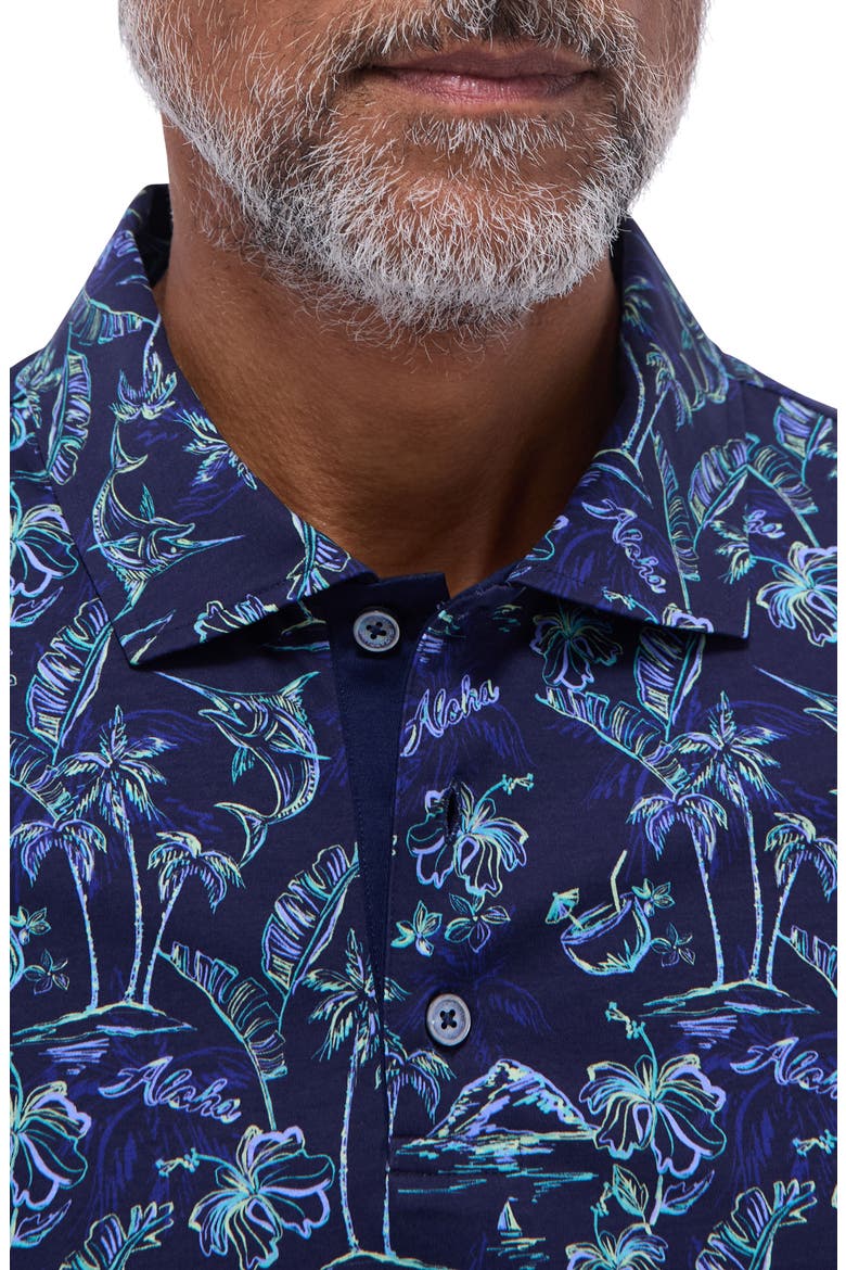 Hendrix Digital Island Print Pima Cotton Polo, Alternate, color, NAVY