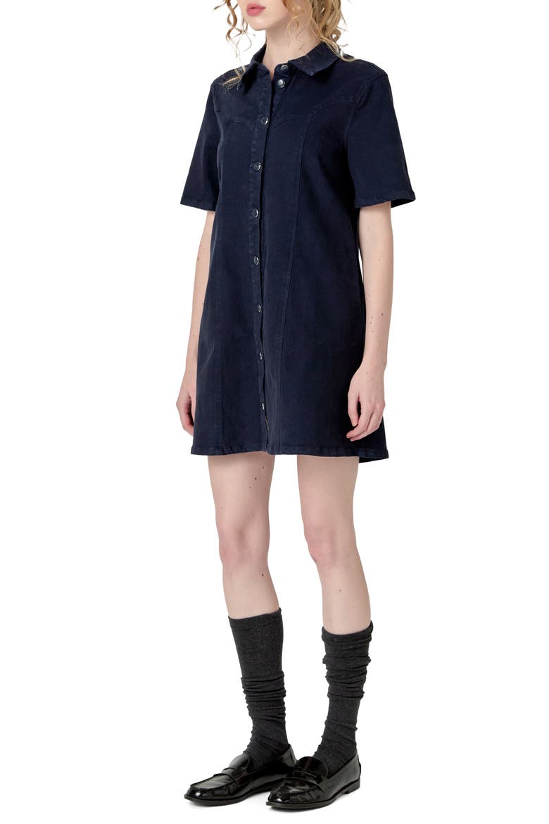 Washed Denim Minidress, Alternate, color, DARK NAVY