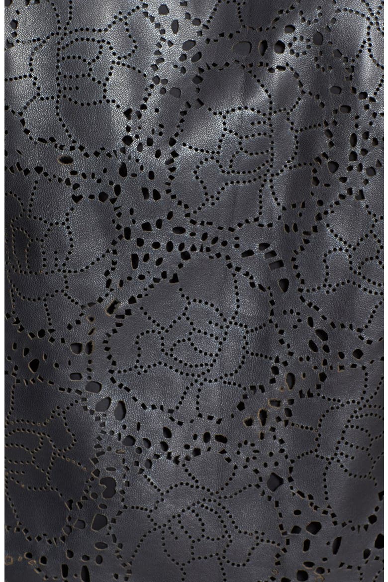 'Lamb Moss' Laser Cut Leather Shell, Alternate, color, BLACK
