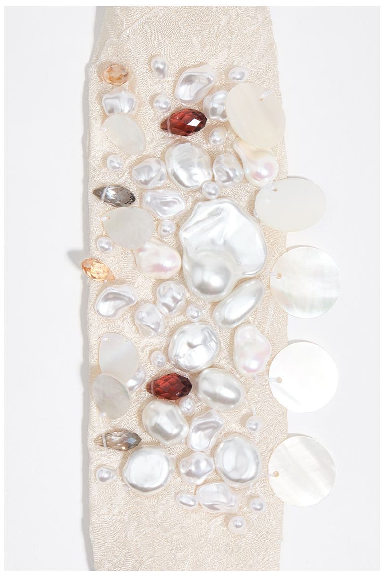 Woven Choker Necklace With Pearls, Alternate, color, IVORY