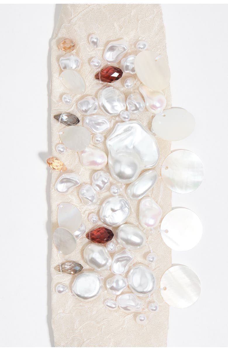 Bimba y Lola Woven Choker Necklace With Pearls, Alternate, color, Ivory