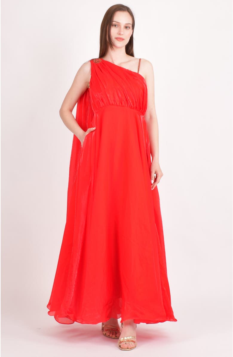 RAAS Tiana Embellished Silk Maxi Dress, Main, color, Red