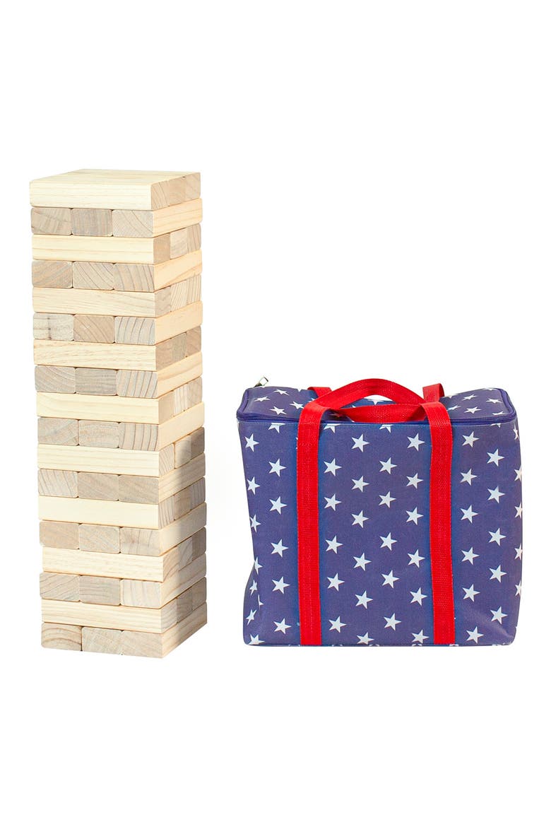 Stars & Stripes Giant Wooden Tower Game, Main, color, WOOD