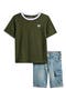 Kids' Logo Ringer T-Shirt & Denim Cargo Shorts