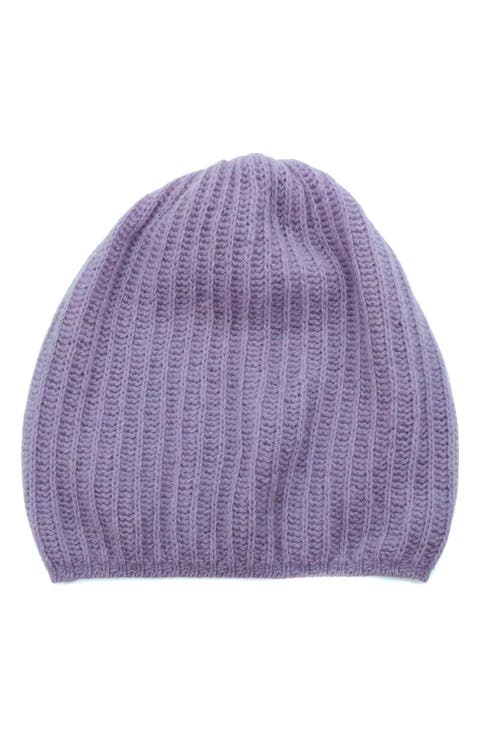 Rib Knit Cashmere Beanie