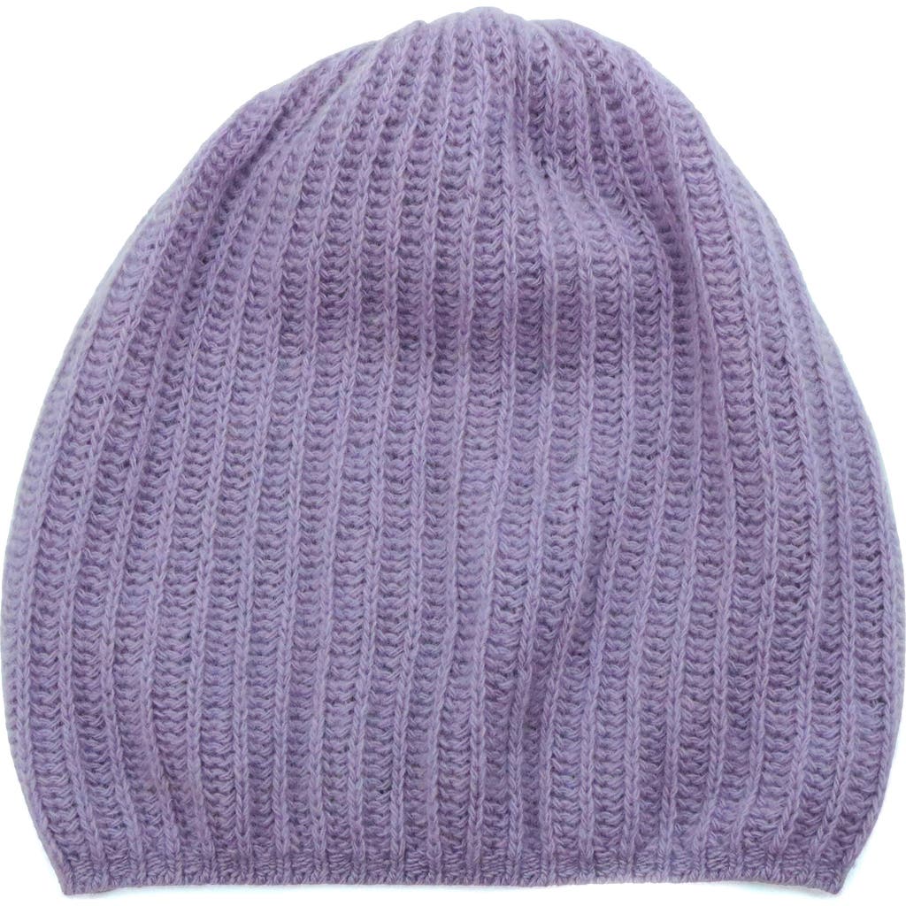 Portolano Rib Knit Cashmere Beanie In Purple