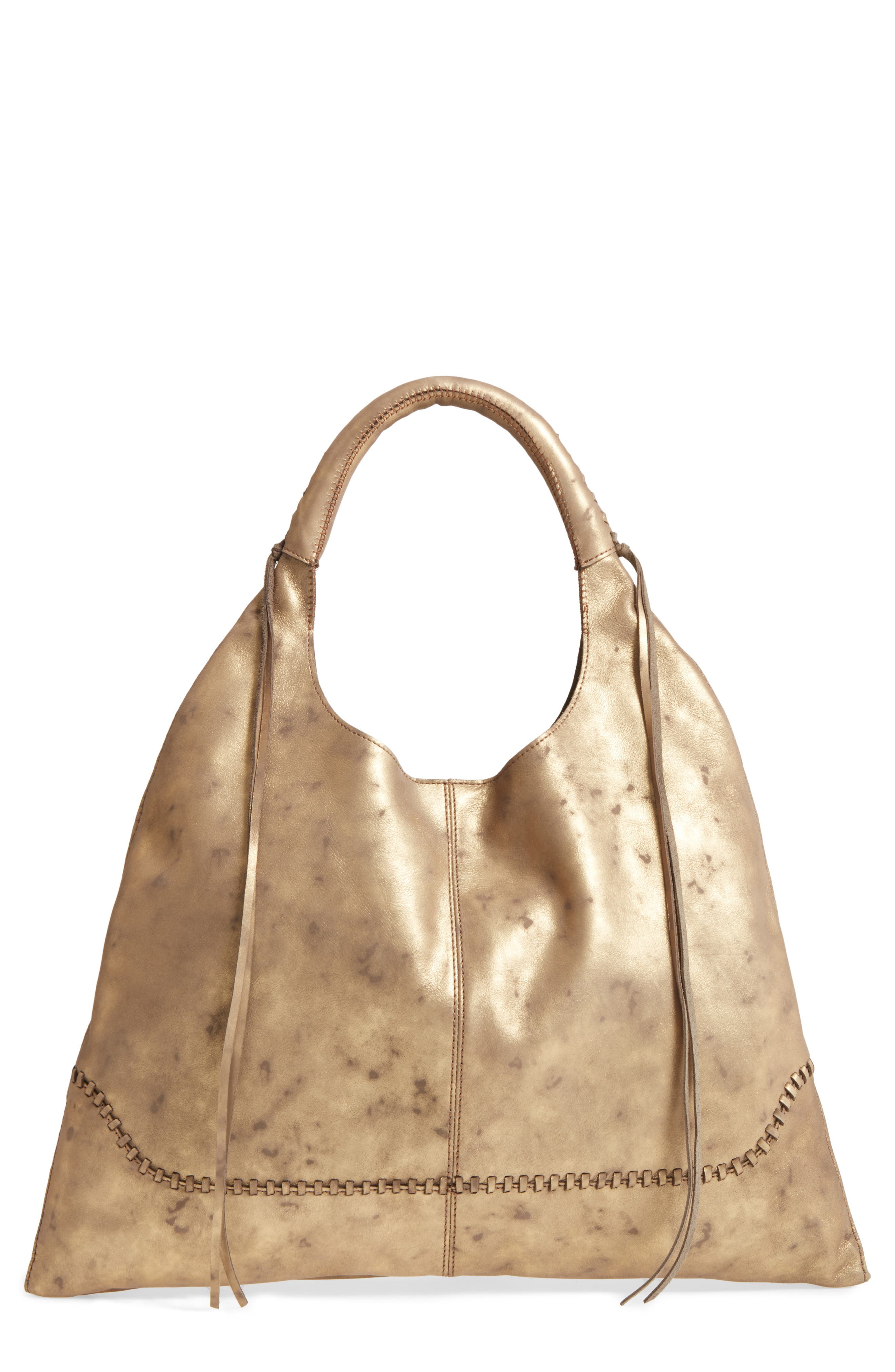 Nomad Metallic Leather Hobo Bag, Main, color, STARDUST