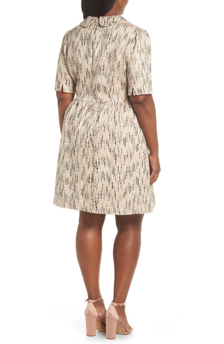 Gal Meets Glam Collection Paige Cutaway Collar Tweed Dress, Alternate, color,