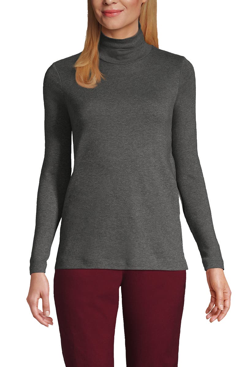 Lands' End Supima Cotton Fitted Long Sleeve Turtleneck, Main, color, 
