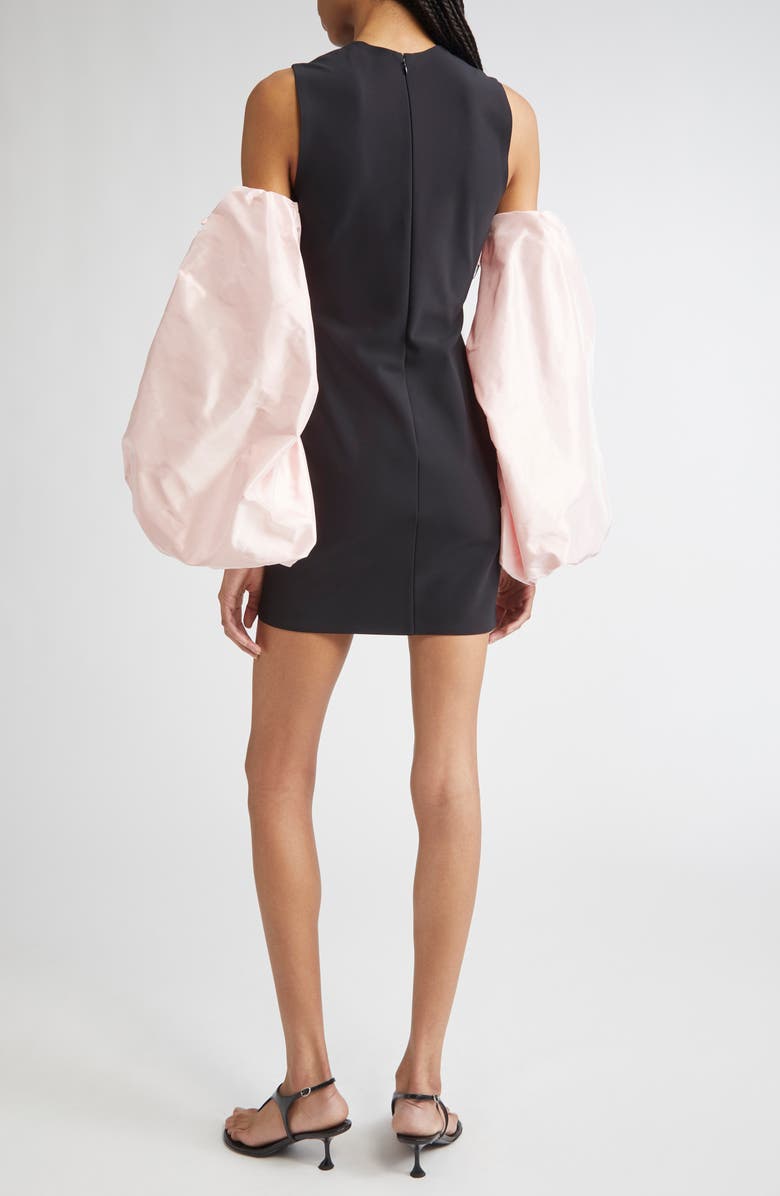 Coperni Jersey Minidress with Detachable Taffeta Sleeves, Alternate, color, Black-Pink