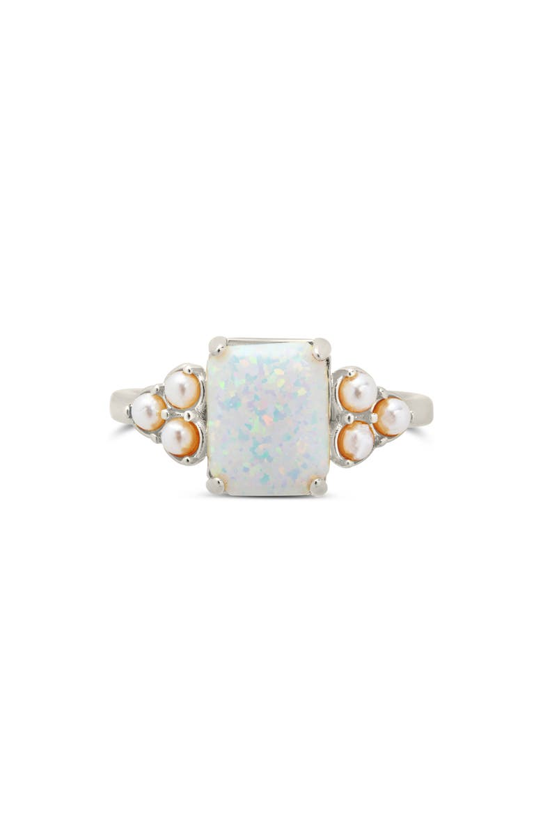 Sterling Forever Lana Faux Pearl & Opal Ring, Alternate, color, Silver