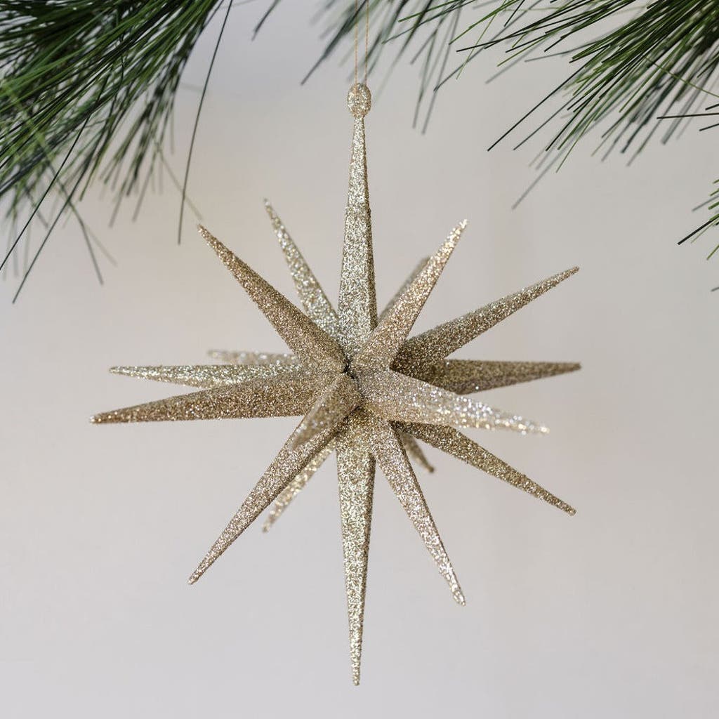 Cg Hunter 6" Gold Glitter Starburst Ornament In Gold